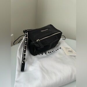 Givenchy Pandora Black Goat Leather Wristlet Silver Hardware NWT
